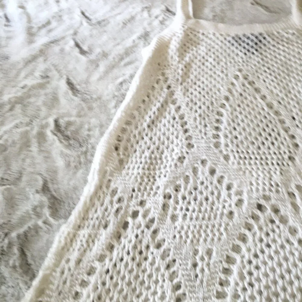chelsea & theodore white cotton crochet top tank top size small